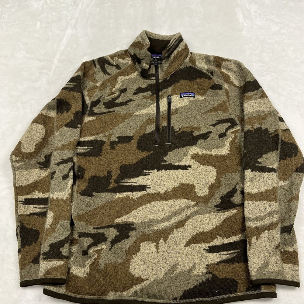 Patagonia Better Sweater Pullover Mens Large Camo 1/4 Zip Fleece Jacket